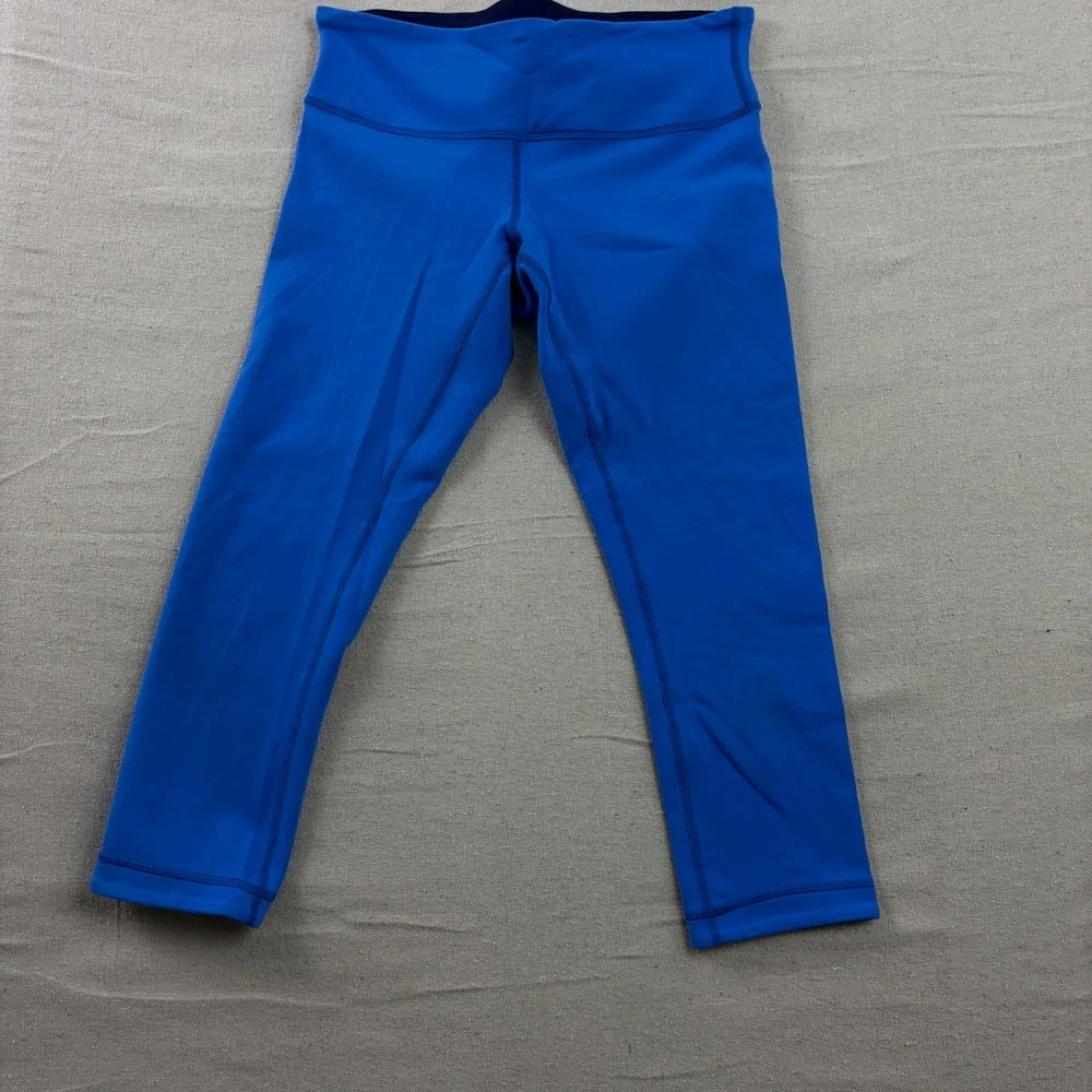 Lululemon‎ Wunder Under Crop Leggings Womens 8 Blue Activewear Yoga Pants